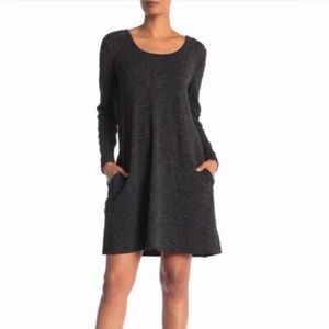 Nina Leonard Charcoal Long Sleeve Dress